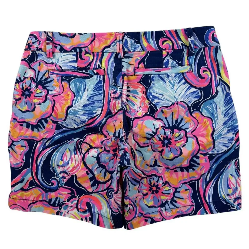Lilly Pulitzer Shorts Nauti Navy Boho Bateau Womens 4 Cotton Stretch 7
